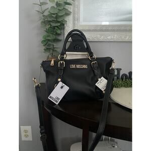 love moshino Faux Leather Bag With Removable Shoulder Strap And Women's Gold